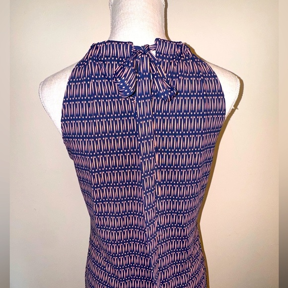 Ellie Kai Blue/coral Geometric Print Halter Tie Sleeveless dress size 4 EUC - Picture 5 of 11